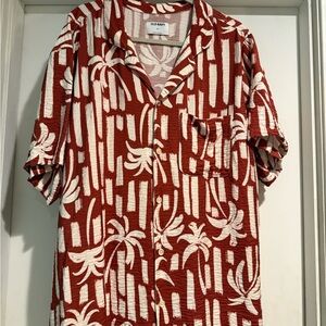 Old Navy Brick Red and Cream Tropical Shirt